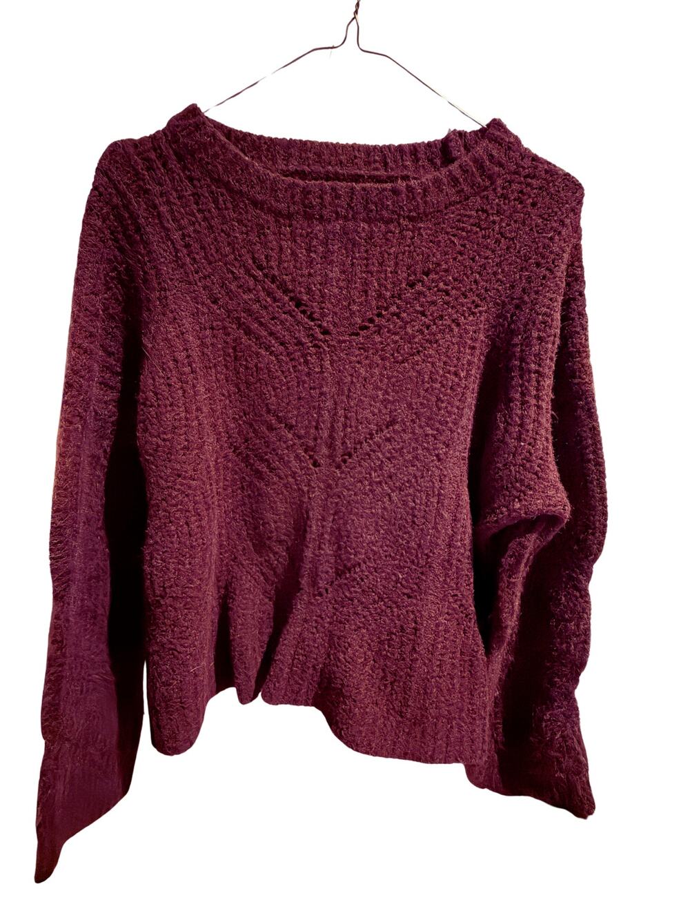 Purple Knit Wool Sweater | MANGO Basics (Size M)